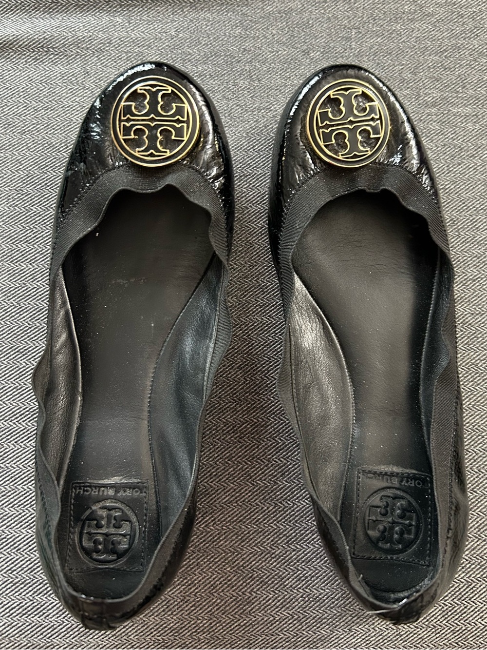Tory Burch Women's Blk Leather Caroline Ballerina Shoes/Flats Size 9.5